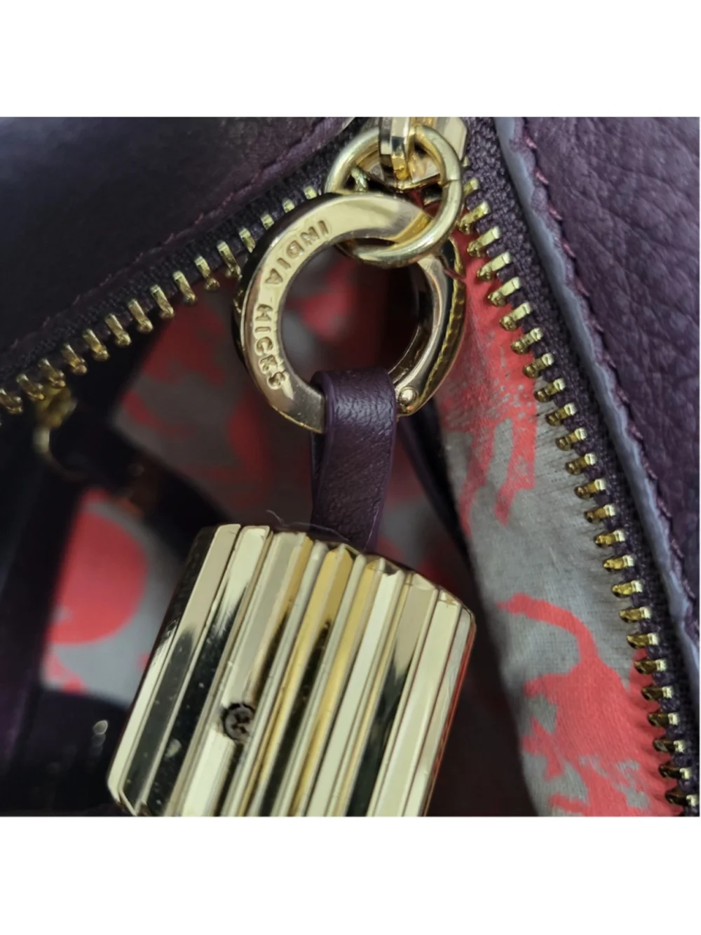 India Hicks Carmen Women's Clutch Leather Brown Tassel Top-Zip Purse Bag Pre-own